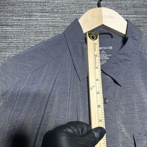 Swiss Tech Shirt Men's L Blue Long Sleeve Button Nylon Outdoor Hiking SM48Y120 - Picture 6 of 13
